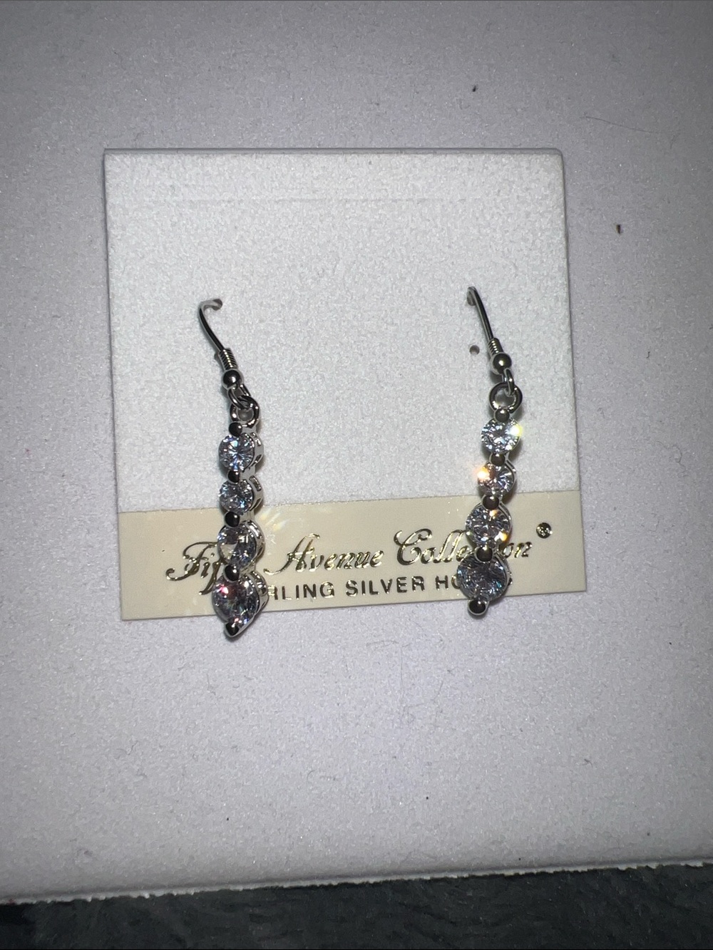 Sparkling Silver Drop Earrings with Clear CZ Stones - Silver